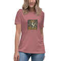 Sun Power women's relaxed tee in heather mauve — retro art nouveau sun design by Domani Exchange