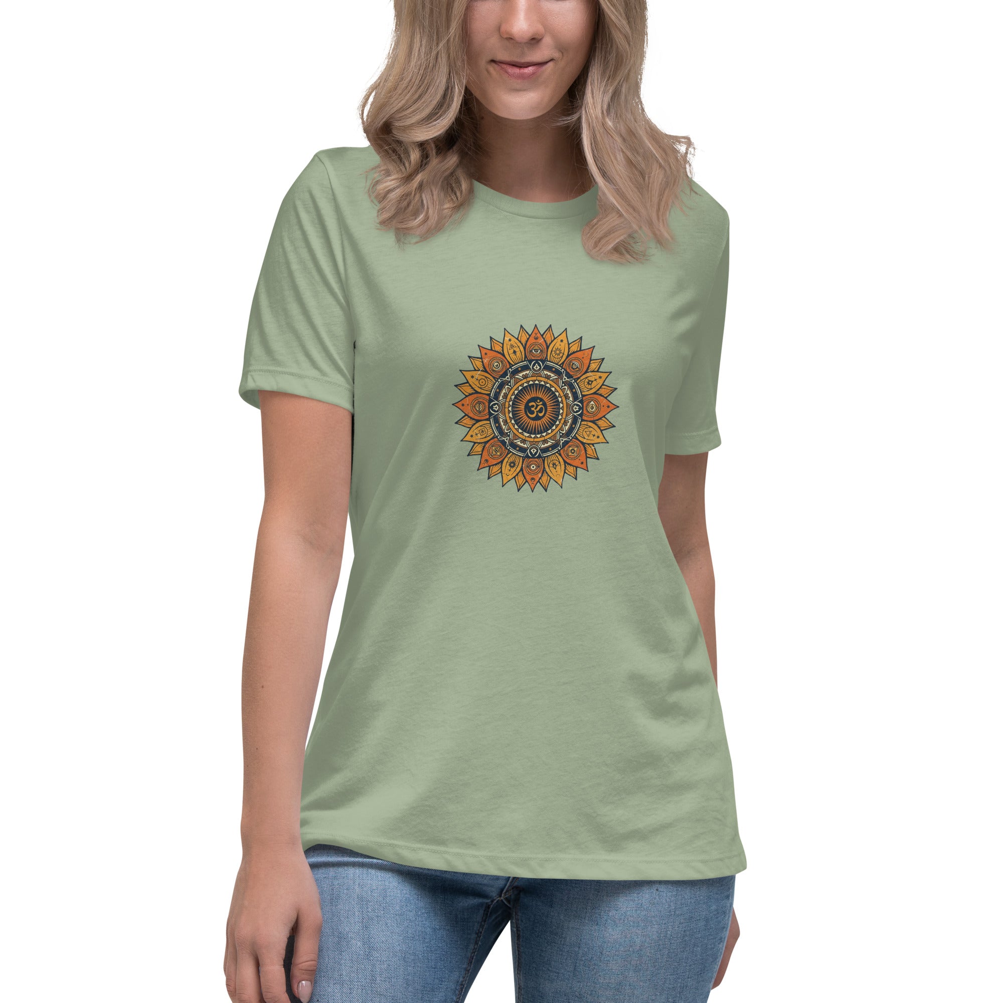 Om Mandala women's tee colorway flat lay | Domani Exchange