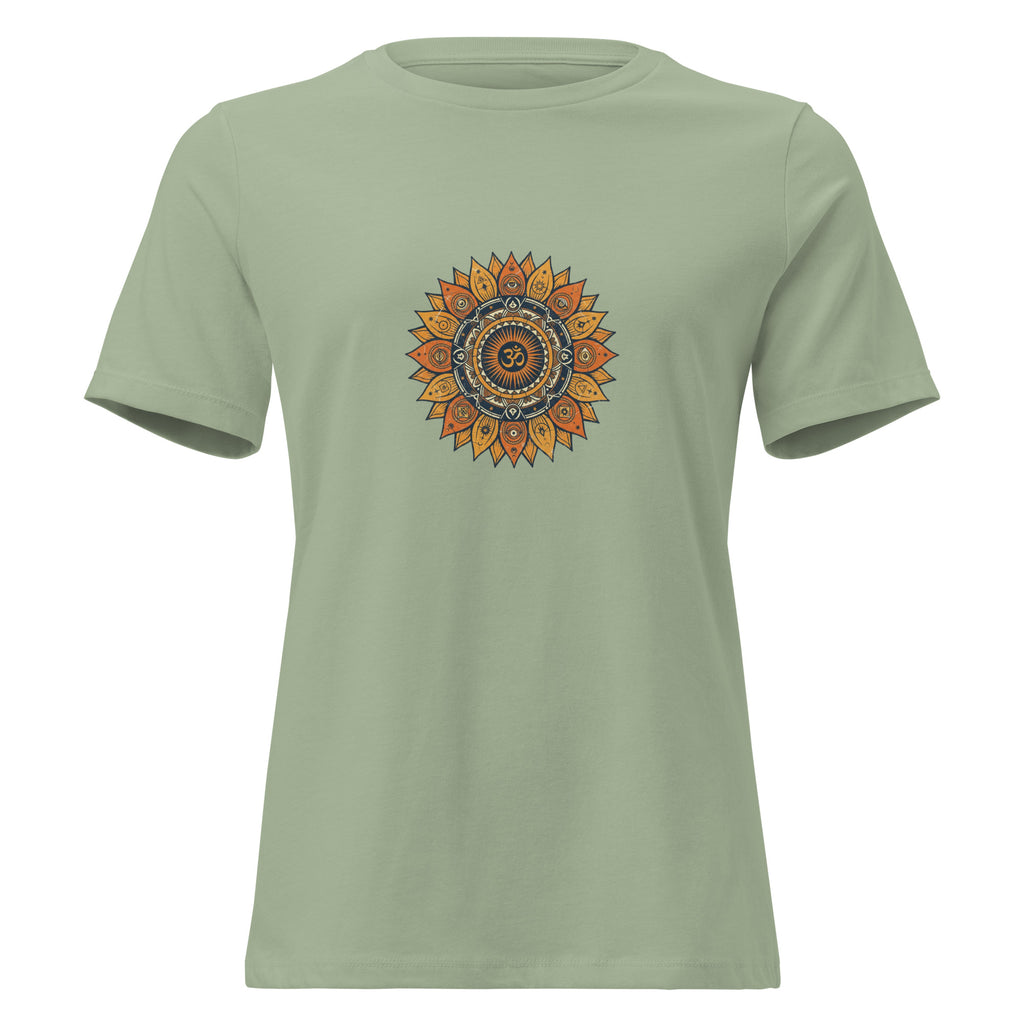 Om Mandala women's relaxed tee in earthy tones | Domani Exchange