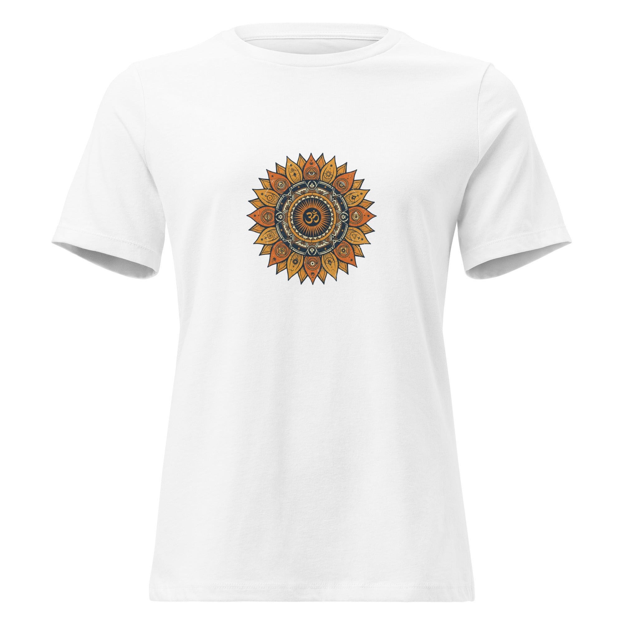 Om Mandala tee close-up — intricate mandala detail | Domani Exchange